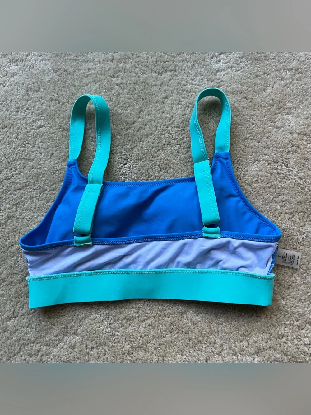 NWOT Jolefille Blue Green Sporty Color-block Padded Bikini Top - Size S
